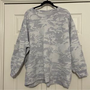 Lululemon Perfectly Oversized Crew Sweatshirt - White/Gray Camo - Size 18